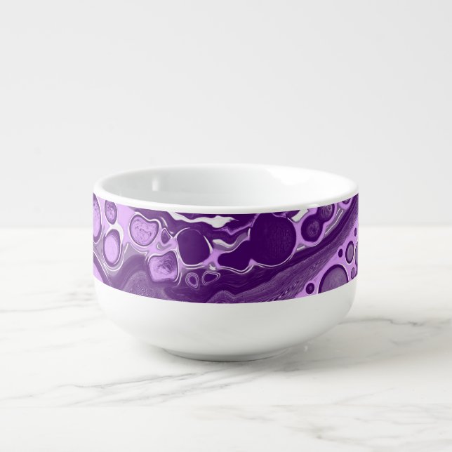 Purple Marble Fluid Art Cells    Soup Mug (Front)