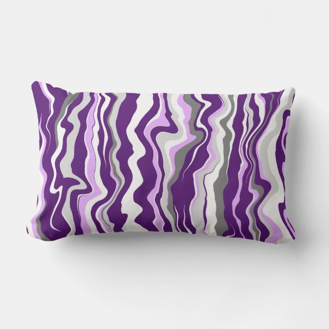 Purple Marble Fluid Art Stripes    Lumbar Pillow (Front)