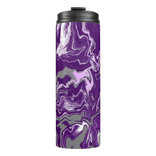 Purple Marble Fluid Art   Thermal Tumbler (Front)