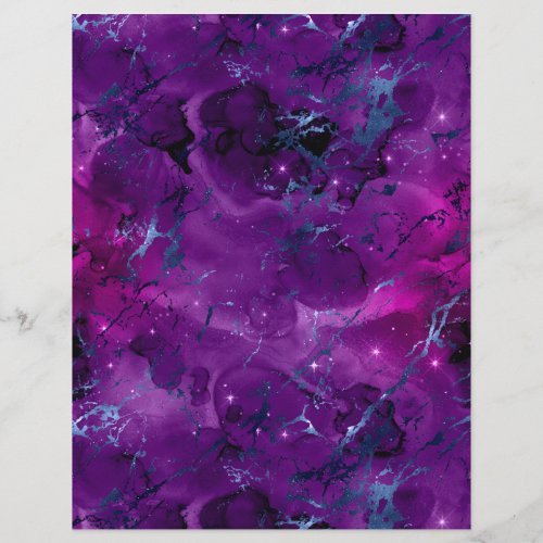 Purple Marble Galaxy Scrapbook Paper Sheet