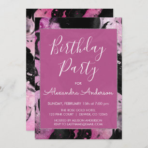 Purple Marble Glitter Sparkle Any Age Birthday Invitation