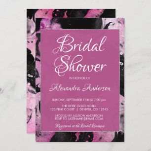 Purple Marble Glitter Sparkle Bridal Shower Party Invitation