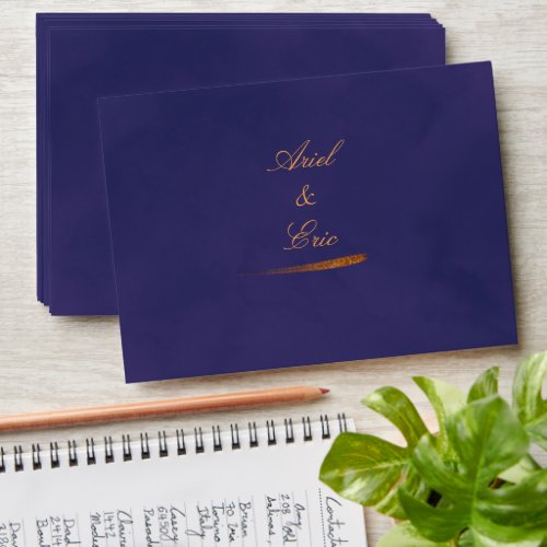 Purple Marble  Gold Eucalyptus Elegant Wedding Envelope