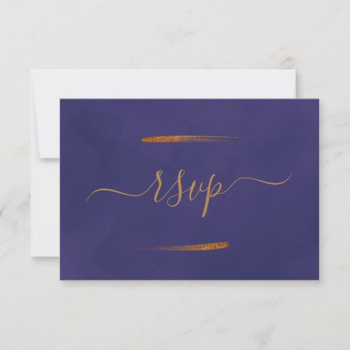 Purple Marble  Gold Eucalyptus Elegant Wedding  RSVP Card