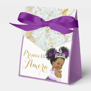 Purple Marble Gold & White Fancy African Princess Favor Boxes