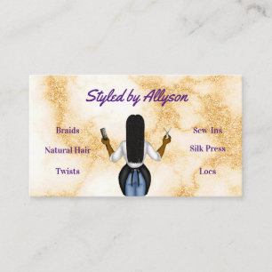 Purple Marble Hair Stylist Business Card