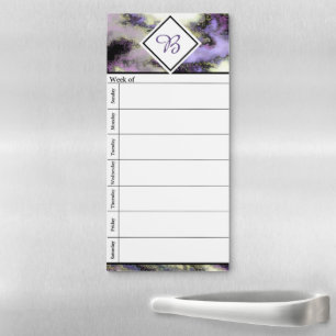 Purple marble magnetic week planner magnetic notepad