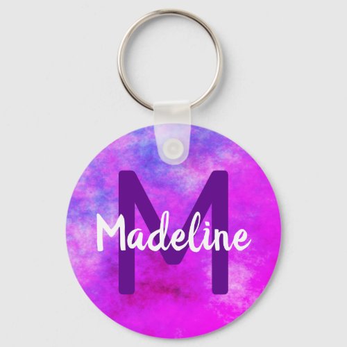 Purple Marble Marbled Watercolor Colorful Ombre  Keychain