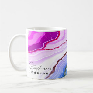 Purple Marble Mug, Personalised Mug, Custom Name Coffee Mug