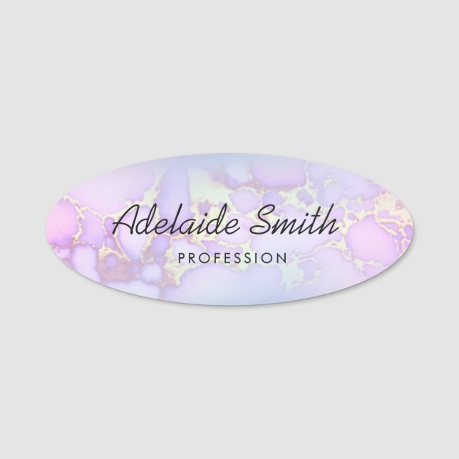 purple marble name tag (Front)