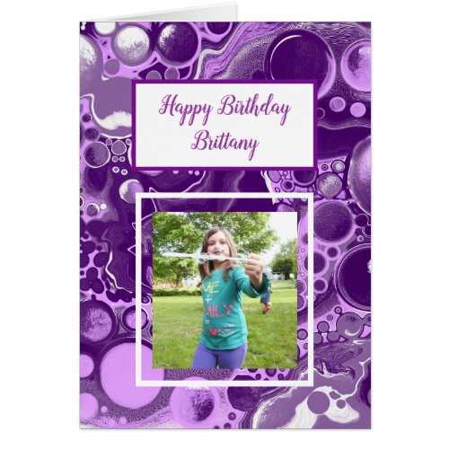 Purple Marble Photo Birthday  