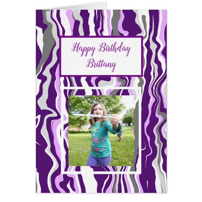 Purple Marble Photo Birthday   (Front)