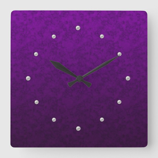 Purple marble square wall clock (Front)