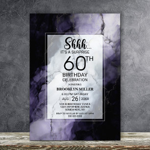 Purple Marble Surprise 60th Birthday Party Invitation