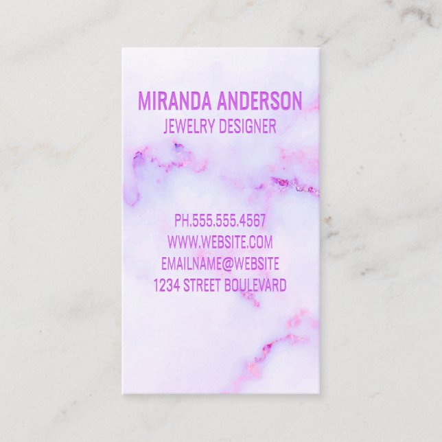 Purple Marble Texture Business Card (Front)