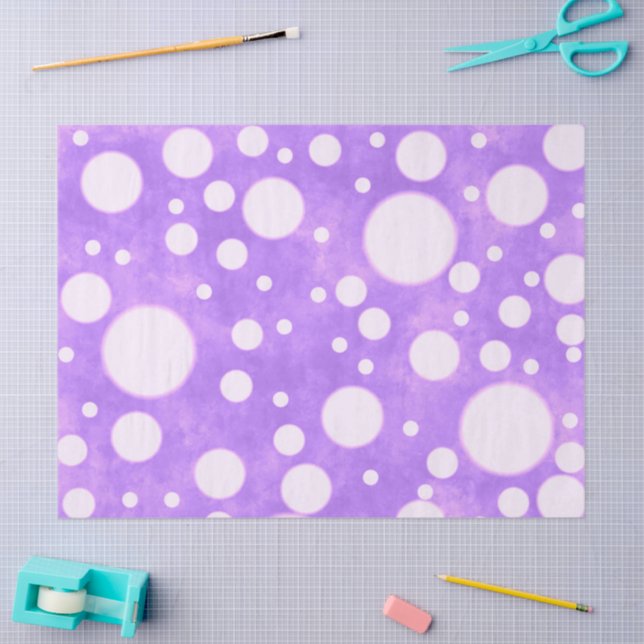 Purple Marble White Polka Dots Pattern Decoupage Tissue Paper (Craft)