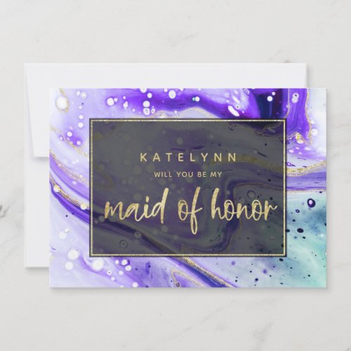 Purple Marble Will You Be My Maid of Honor Card