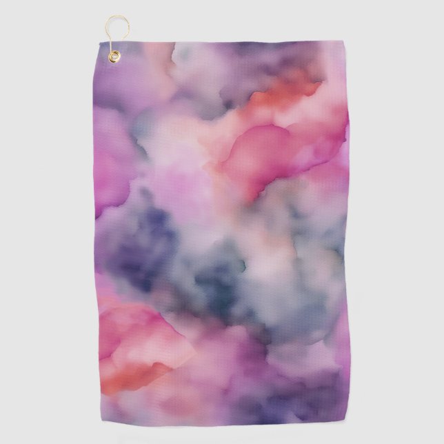Purple Marbled Background Golf Towel (Front)