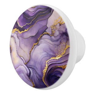 Purple Marbled Ceramic Knob