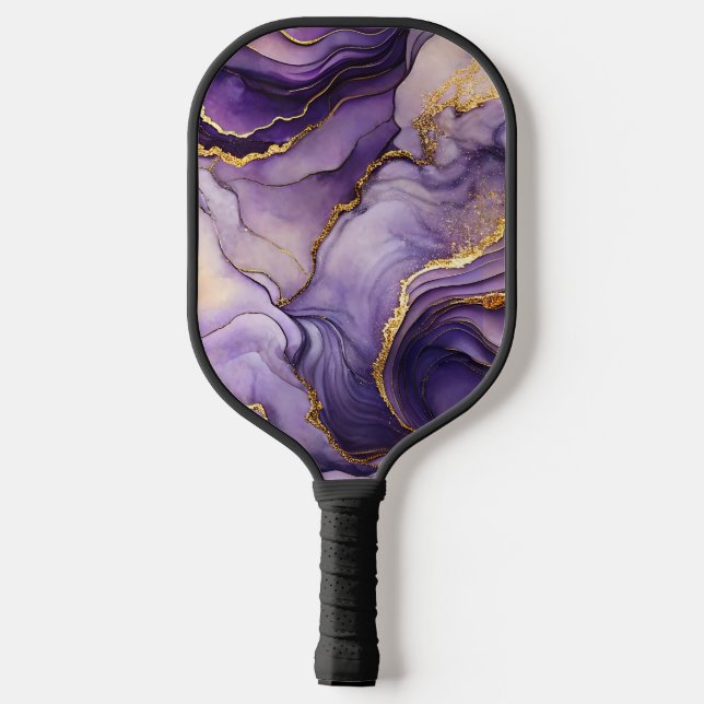  Purple Marbled Pickleball Paddle Black Handle and (Back)
