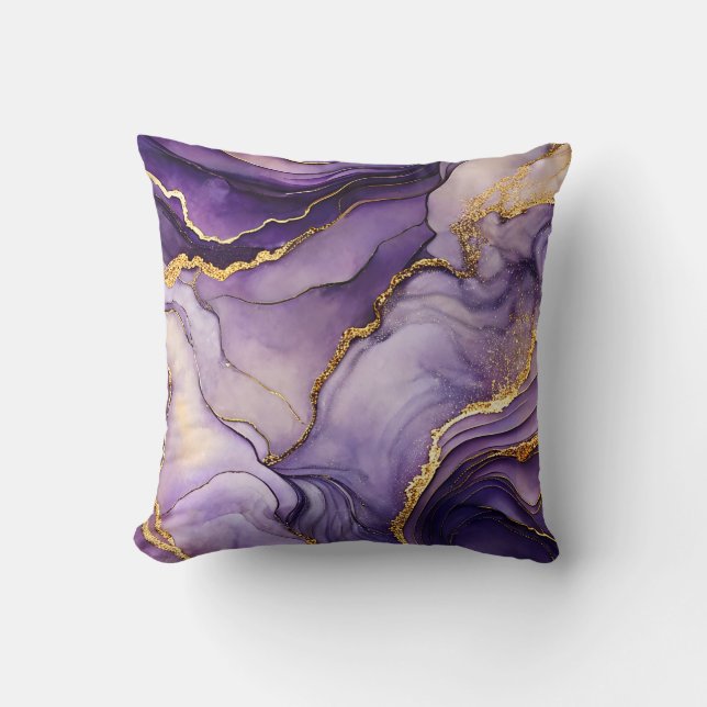 Purple Marbled Throw Pillow (Front)