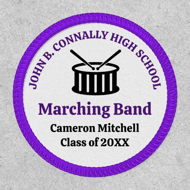 Purple Marching Band Custom High School Keepsake Patch (Front)