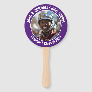 Purple Marching Band Photo High School Spirit Hand Fan