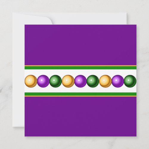 Purple Mardi Gras Beads Invitation