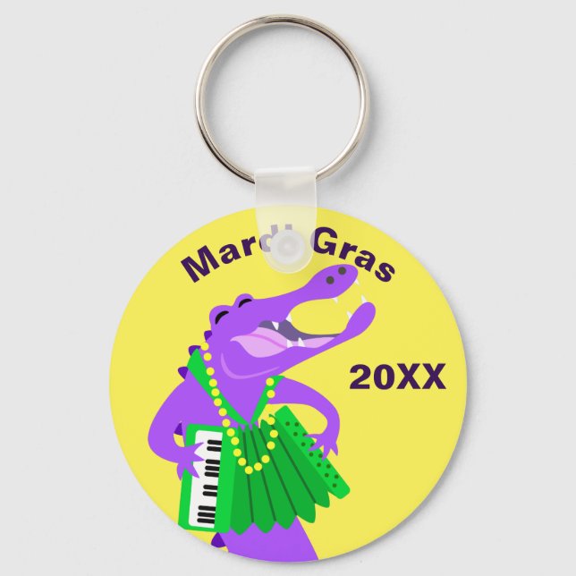 Purple Mardi Gras Gator Keychain (Front)