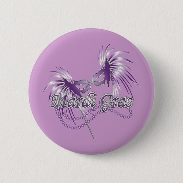Purple Mardi Gras Mask Button (Front)