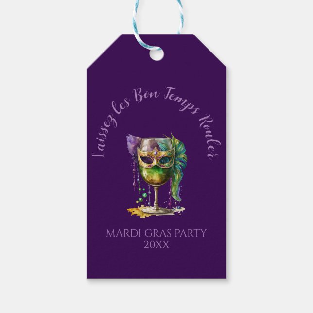 Purple Mardi Gras Mask  Gift Tags (Front)