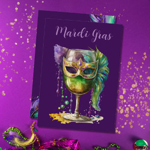 Purple Mardi Gras Mask  Invitation