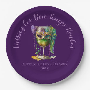 Purple Mardi Gras Mask  Paper Plates
