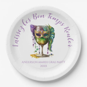 Purple Mardi Gras Mask Paper Plates