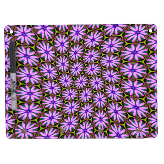 Purple Marguerite Patterns Dry Erase Board With Keychain Holder (Front)