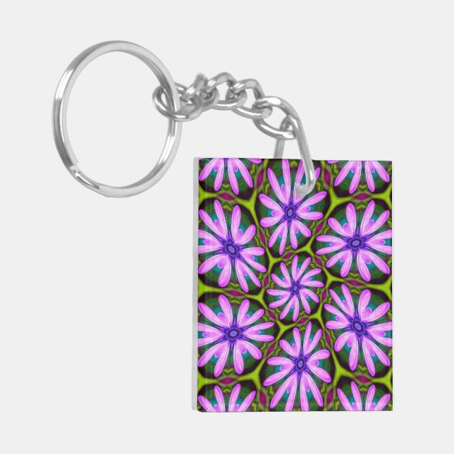 Purple Marguerite Patterns Keychain (Front Left)
