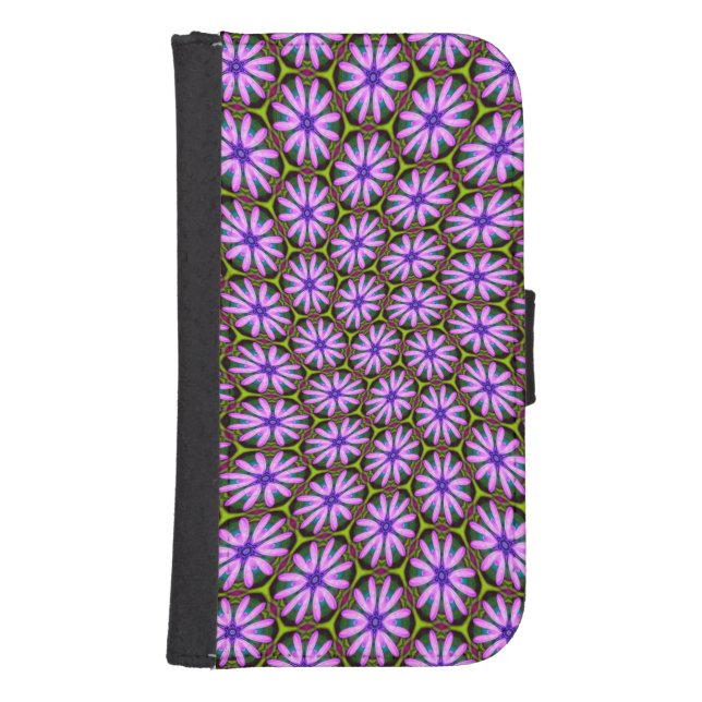 Purple Marguerite Patterns Samsung Galaxy Wallet Case (Front)