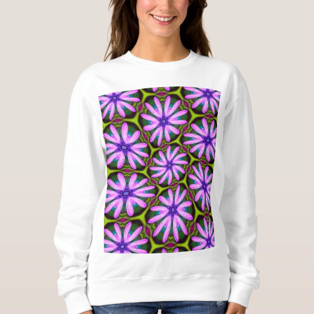 Purple Marguerite Patterns Sweatshirt (Front)