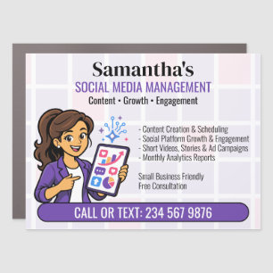 Purple Marketing Girl Social Media Manager Car Magnet
