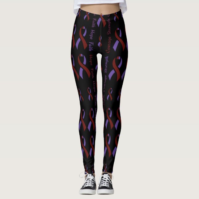 Purple/Maroon Hope Faith Strength Courage...Arachn Leggings (Front)
