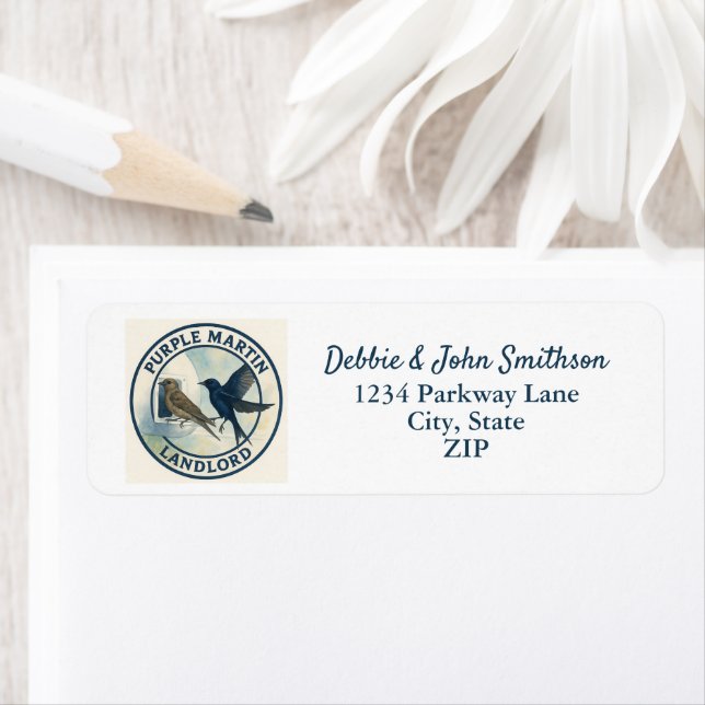 Purple Martin Birds Nature Return Address Birding Label (Insitu)