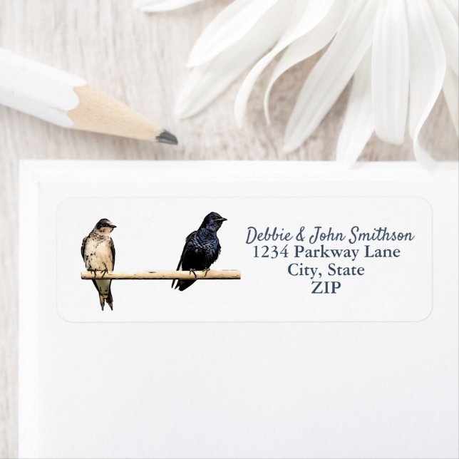 Purple Martin Birds Nature Return Address Birding Label (Insitu)