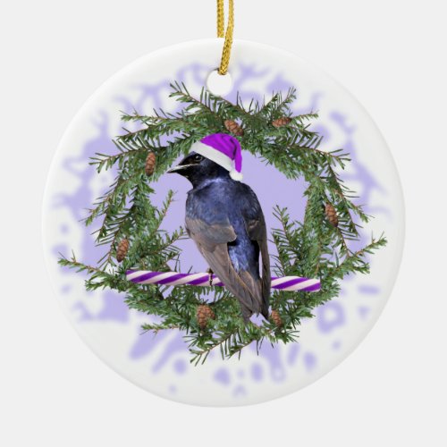 Purple Martin Holiday Ceramic Ornament