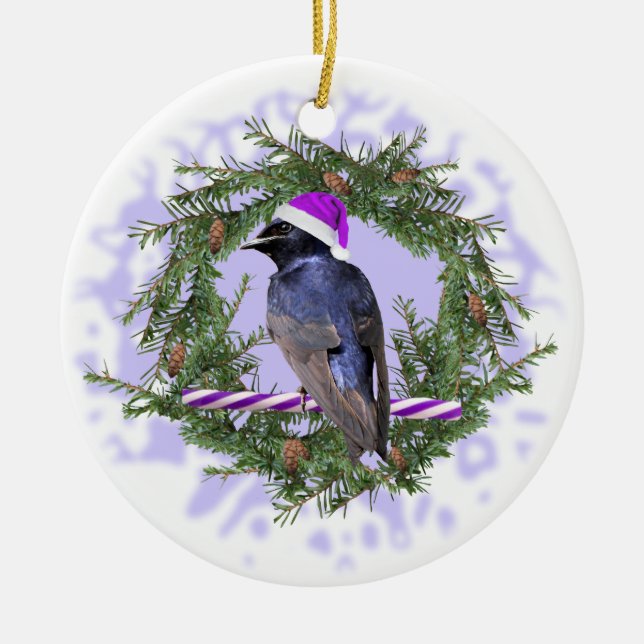 Purple Martin Holiday Ceramic Ornament (Front)