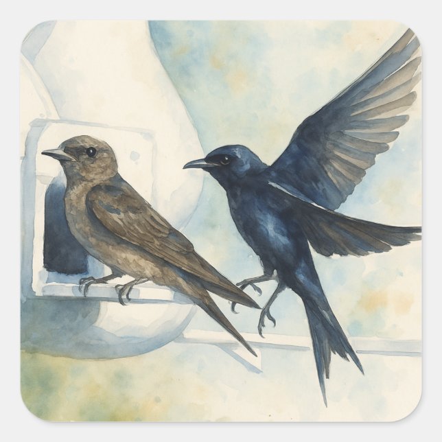 Purple Martin Landlord Nature Swallow Bird Gourds Square Sticker (Front)