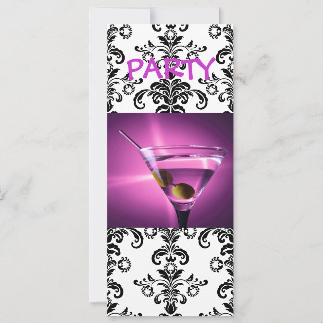 Purple martini damask party invite (Front)