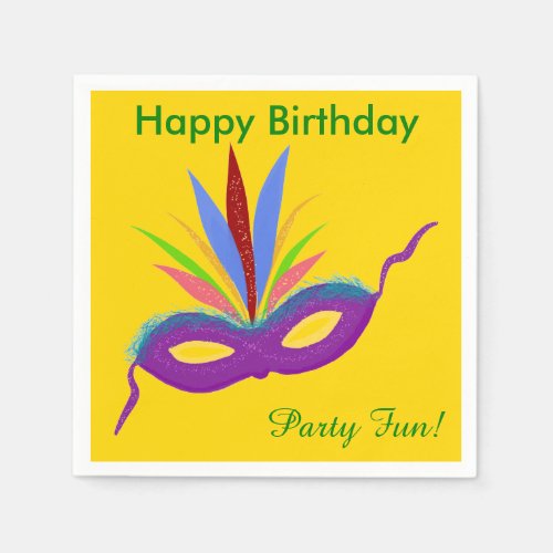 Purple Mask Birthday Napkins