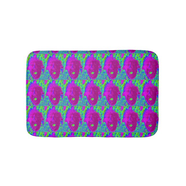 purple masks green bathroom mat (Front)