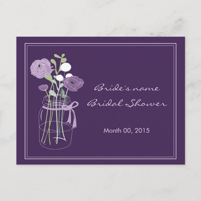 Purple Mason Jar Bridal Shower Advice (Front)
