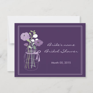 Purple Mason Jar Bridal Shower Advice Card